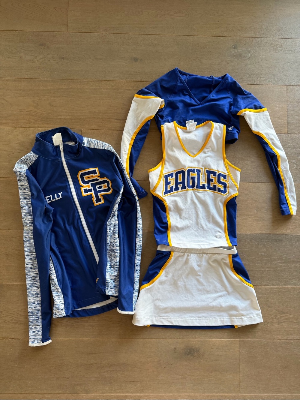 Eagles womens' Royal Blue & White Cheer Uniform set XS